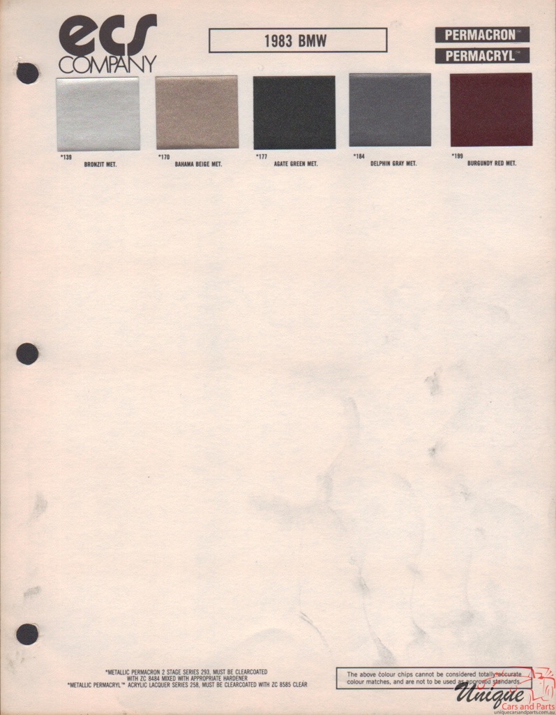 1983 BMW Paint Charts ECS 1